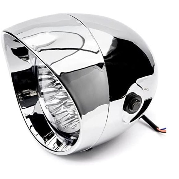 7" Chrome LED Motorcycle Headlight w/Side Mounting Running Light High/Lo Beam - Picture 2 of 5